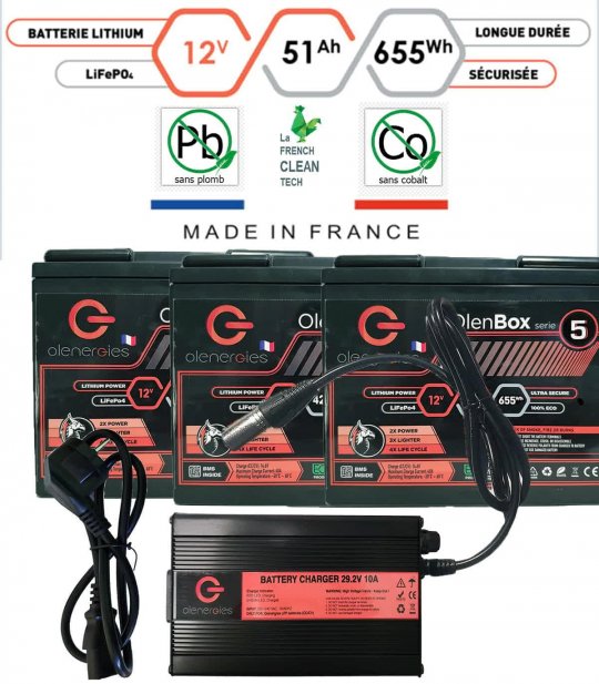 Pack lithium 12V – 2 batteries LFP 51Ah et chargeur