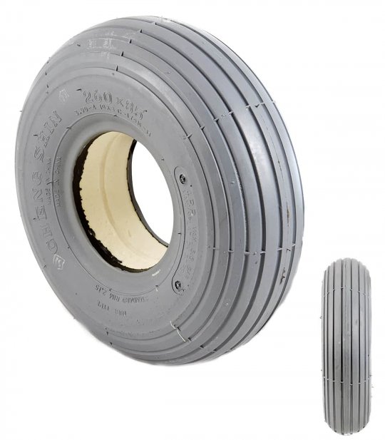 Pneu increvable – GRIS – 260x85 / 3.00-4 C179 de scooter électrique handicapé PMR Indépendance Royale Maxi (essuie avant)