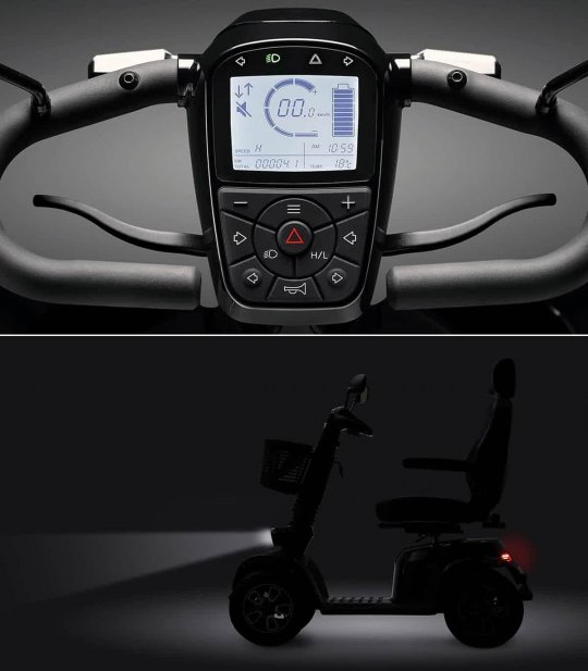 Tableau de bord numérique et feux du scooter PMR lLife & Mobility Presto