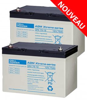 Deux batteries CPX 75Ah de Cellpower pour scooter électrique senior, personne handicapée ou de mobilité réduite PMR