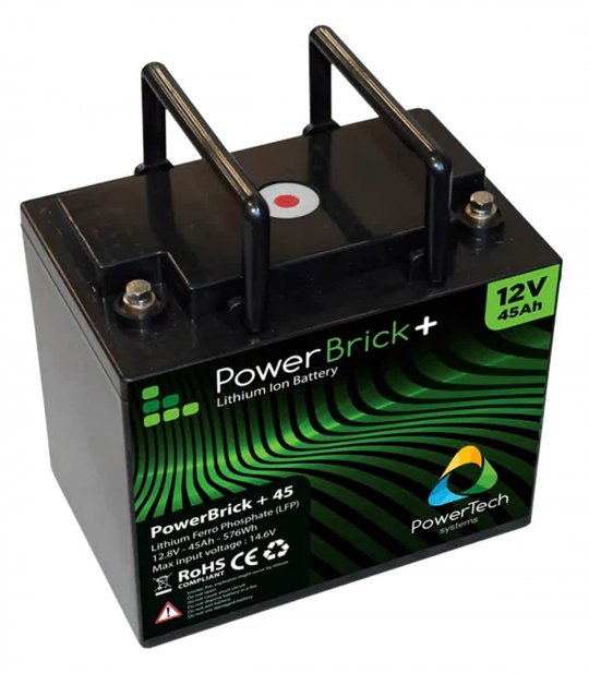 Borne à visser de batterie PowerTech 45Ah pour scooter électrique senior, personne de mobilité réduite et handicapée